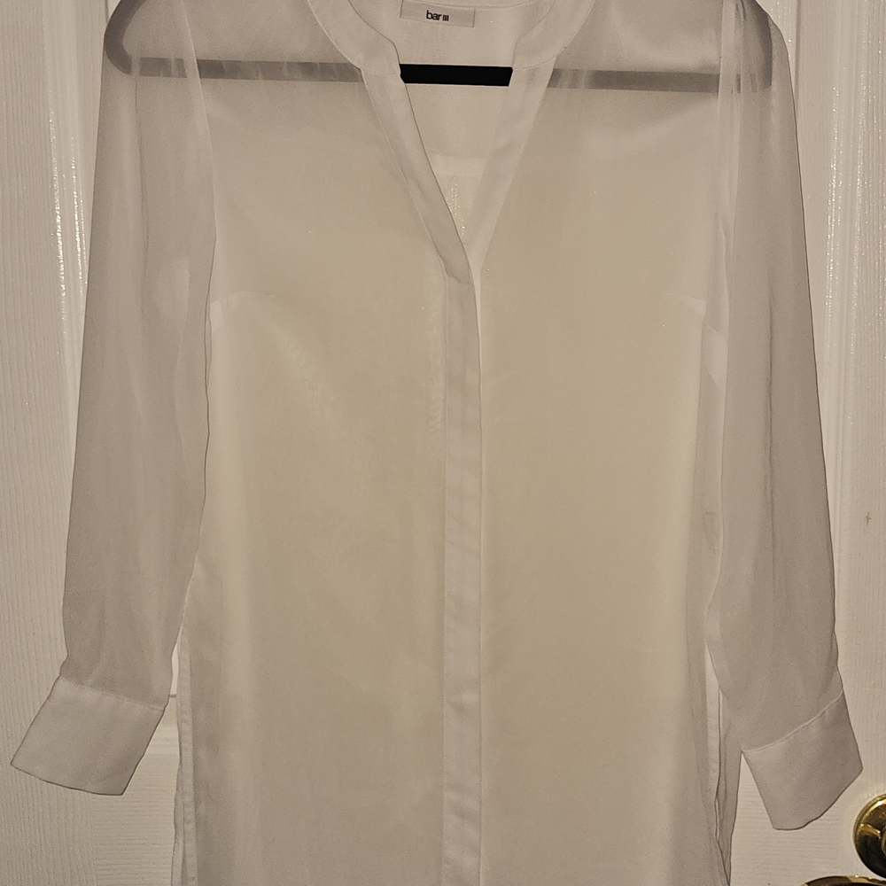 Bar III Sheer White Blouse